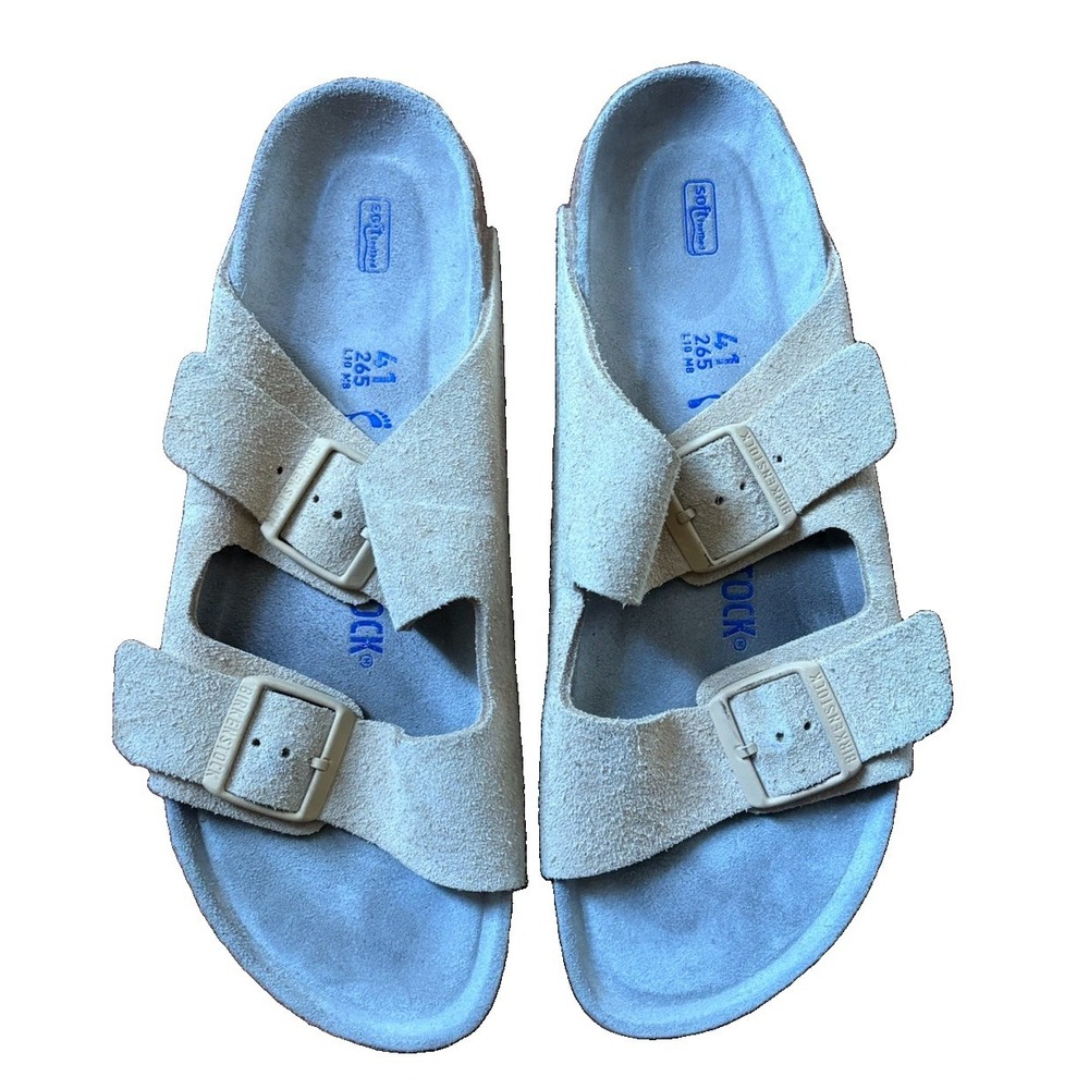 Birkenstock Unisex ARIZONA Taupe Suede Leather Sandals 41 /US Mens 8 - Womens 10